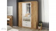 Гардероб Моник четирикрилни златен дъб с бяло - изглед 1 - МебелМаг Гардероб Моник четирикрилни златен дъб с бяло - изглед 1