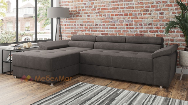 Ъглов диван Равена с посока кафяв - МебелМаг Ъглов диван Равена с посока кафяв