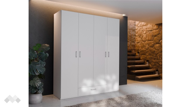 Гардероб Беатрис четирикрилни бял - МебелМаг Гардероб Беатрис четирикрилни бял