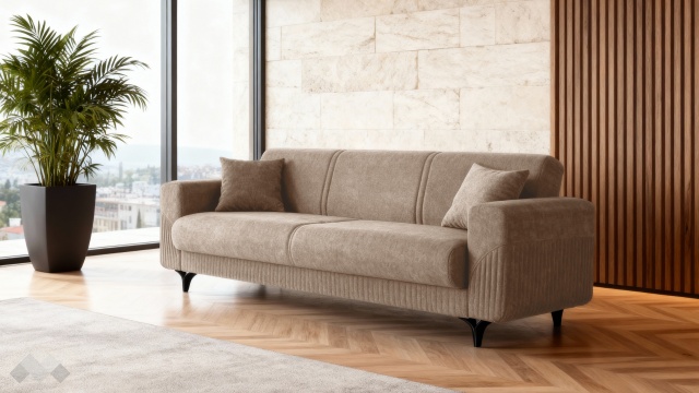 Диван Атон триместни кафяв - МебелМаг Диван Атон триместни кафяв