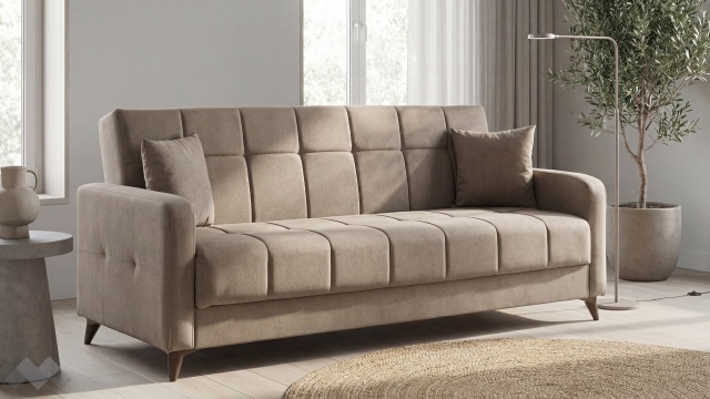 Диван Ламина триместни кафяв - МебелМаг Диван Ламина триместни кафяв