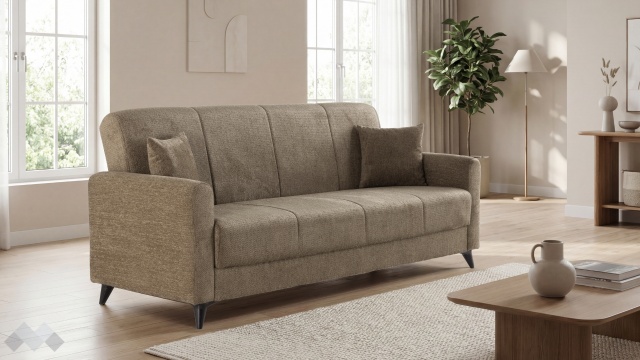 Диван Нуби триместни кафяв - МебелМаг Диван Нуби триместни кафяв