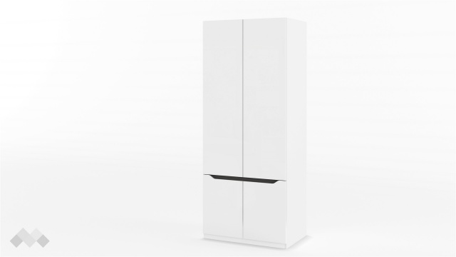 Гардероб Аляска двукрилни бял гланц с графит - МебелМаг Гардероб Аляска двукрилни бял гланц с графит