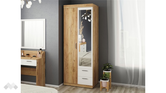 Гардероб Моник двукрилни златен дъб с бяло