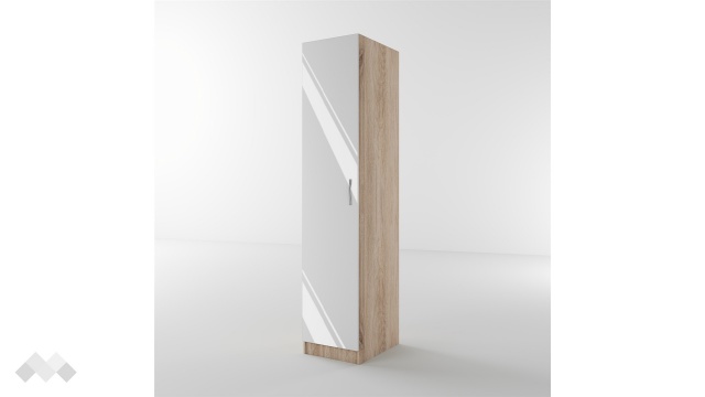 Гардероб Бъфало еднокрилни сонома арвен с бял гланц - МебелМаг Гардероб Бъфало еднокрилни сонома арвен с бял гланц