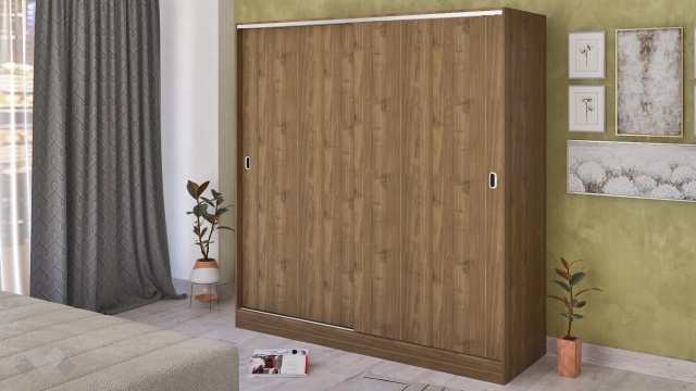 Гардероб Глендейл с плъзгащи врати орех адмирал - МебелМаг Гардероб Глендейл с плъзгащи врати орех адмирал
