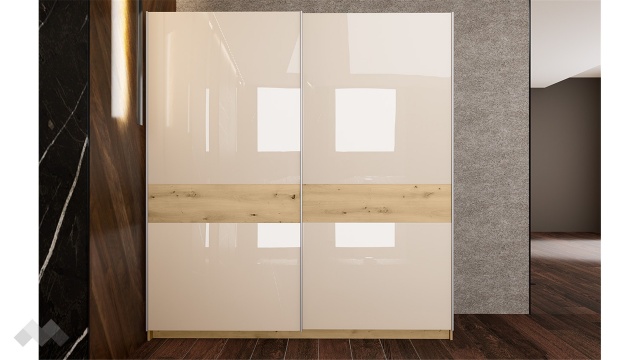 Гардероб Бедфорд с плъзгащи врати артизан с кашмир гланц - МебелМаг Гардероб Бедфорд с плъзгащи врати артизан с кашмир гланц