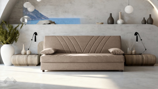 Клик-клак канапе Фиджи триместни кафяв - МебелМаг Клик-клак канапе Фиджи триместни кафяв