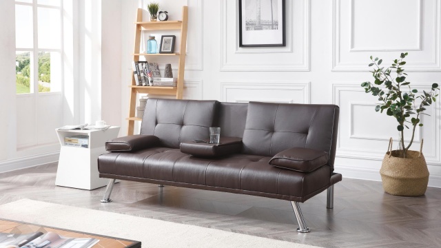 Клик-клак канапе Лийн двуместни кафяв - МебелМаг Клик-клак канапе Лийн двуместни кафяв