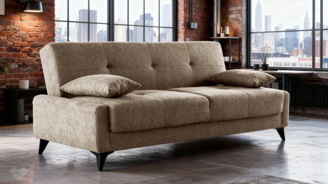 Клик-клак канапе Нейт триместни кафяв - МебелМаг Клик-клак канапе Нейт триместни кафяв