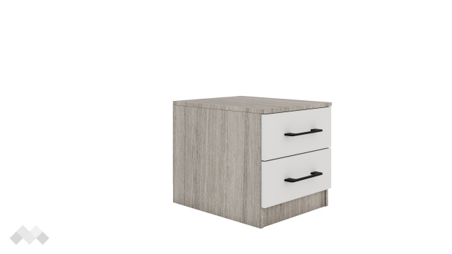 Нощен шкаф Комо дъб ърбан ойстър с бяло - МебелМаг Нощен шкаф Комо дъб ърбан ойстър с бяло