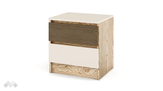 Нощен шкаф Невада бежов мат с дъб - МебелМаг Нощен шкаф Невада бежов мат с дъб