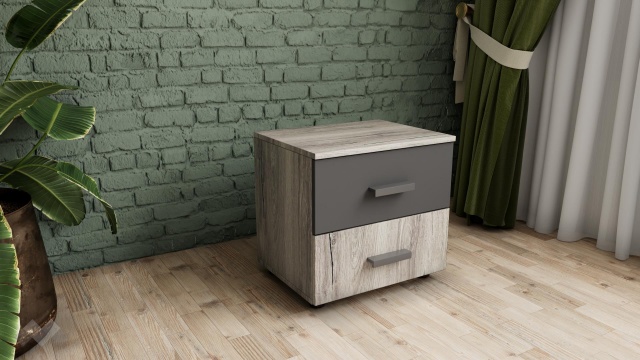 Нощен шкаф Оптима малта с антрацит - МебелМаг Нощен шкаф Оптима малта с антрацит