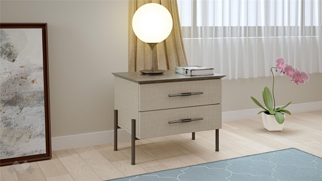 Нощен шкаф Салвадор памучно бежов с атрацит - МебелМаг Нощен шкаф Салвадор памучно бежов с атрацит