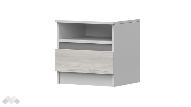 Нощно шкафче Хелиос дъб стокхолм със сиво и бяло гладко