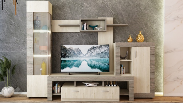 Секция Самба с LED осветление бор алън и шермън - МебелМаг Секция Самба с LED осветление бор алън и шермън