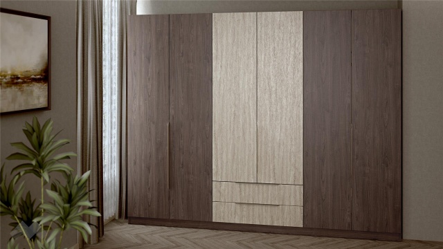 Гардероб Барса шесткрилни дъб арканзас с травертин - МебелМаг Гардероб Барса шесткрилни дъб арканзас с травертин