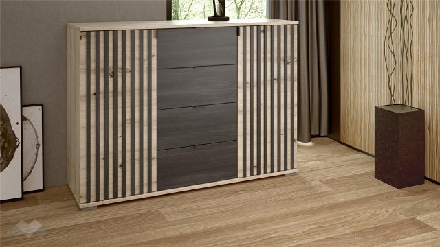 Скрин Верона дъб артисан с тъмен норвежки бор - МебелМаг Скрин Верона дъб артисан с тъмен норвежки бор