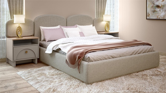 Спалня 160/200 Рена дъб кадис с пясъчен камък - МебелМаг Спалня 160/200 Рена дъб кадис с пясъчен камък