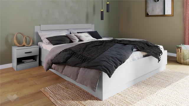 Спалня с нощни шкафчета 160/200 Скай с включен матрак Бонел 160/200 нардо сив