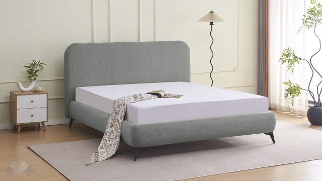 Тапицирана спалня 160/200 Елван с включен матрак Sleep Nuvia 160/200 светло сив