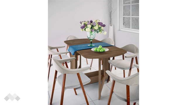 Трапезна маса Ейми неразтегателни орех адмирал - МебелМаг Трапезна маса Ейми неразтегателни орех адмирал