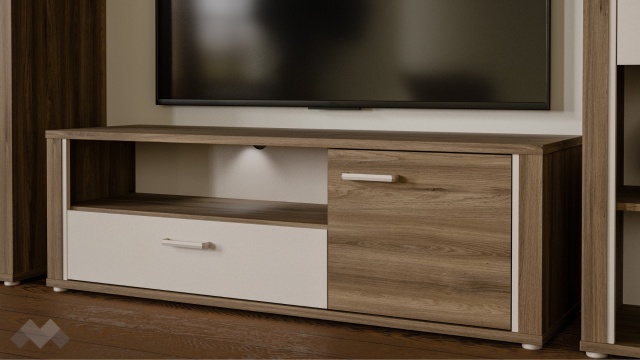 ТВ шкаф Дейлос дъб валенсия с крем - МебелМаг ТВ шкаф Дейлос дъб валенсия с крем