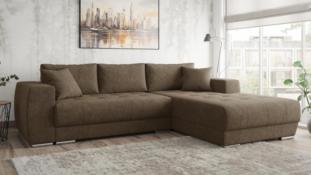 Ъглов диван Бомбай с посока кафяв - МебелМаг Ъглов диван Бомбай с посока кафяв