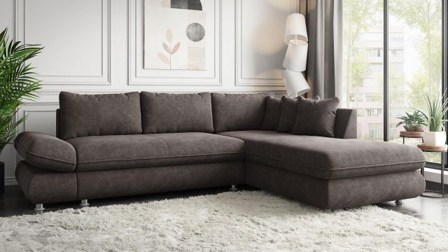 Ъглов диван Монтело с посока кафяв - МебелМаг Ъглов диван Монтело с посока кафяв