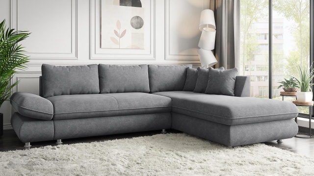 Ъглов диван Монтело с посока сив - МебелМаг Ъглов диван Монтело с посока сив