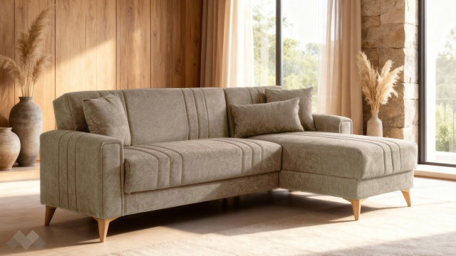 Ъглов диван Омега универсален ъгъл кафяв - МебелМаг Ъглов диван Омега универсален ъгъл кафяв