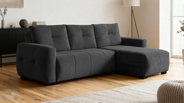 Ъглов диван Ролин Покет универсален ъгъл графит - МебелМаг Ъглов диван Ролин Покет универсален ъгъл графит