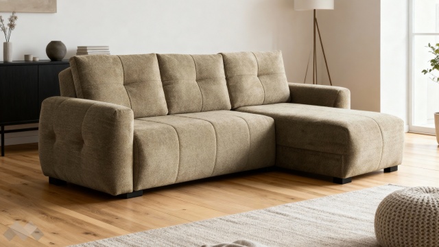 Ъглов диван Ролин Покет универсален ъгъл кафяв - МебелМаг Ъглов диван Ролин Покет универсален ъгъл кафяв