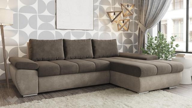 Ъглов диван Савона с посока кафяв със светло кафяво