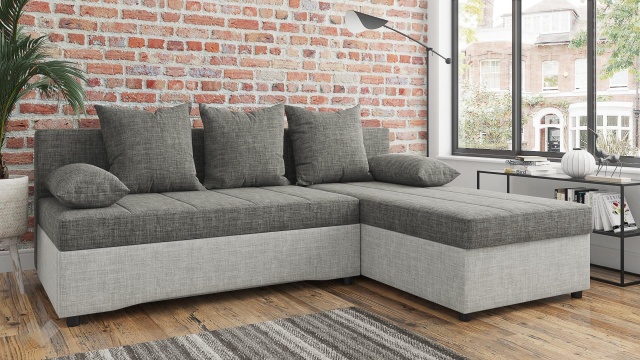 Ъглов диван Селин сив със светло сиво - МебелМаг Ъглов диван Селин сив със светло сиво