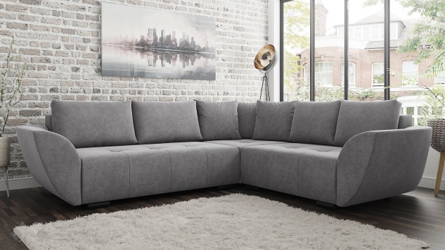 Ъглов диван Сиера с посока сив - МебелМаг Ъглов диван Сиера с посока сив