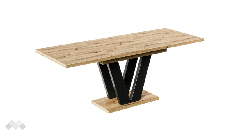 Трапезна маса Лареа разтегателни дъб артисан с черно - изглед 4 - МебелМаг Трапезна маса Лареа разтегателни дъб артисан с черно - изглед 4