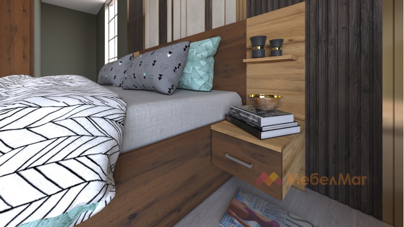 Спален комплект Александрия дъб вотан със светъл вотан - изглед 2