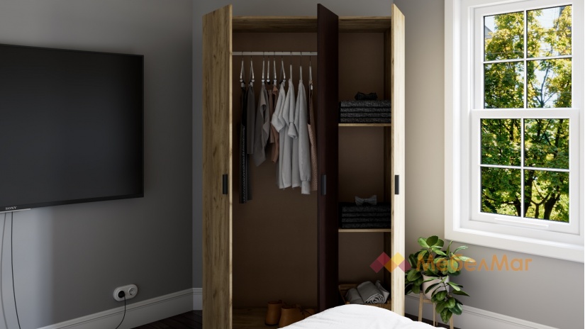 Спален комплект Кайро златен дъб с венге - изглед 4 - МебелМаг Спален комплект Кайро златен дъб с венге - изглед 4