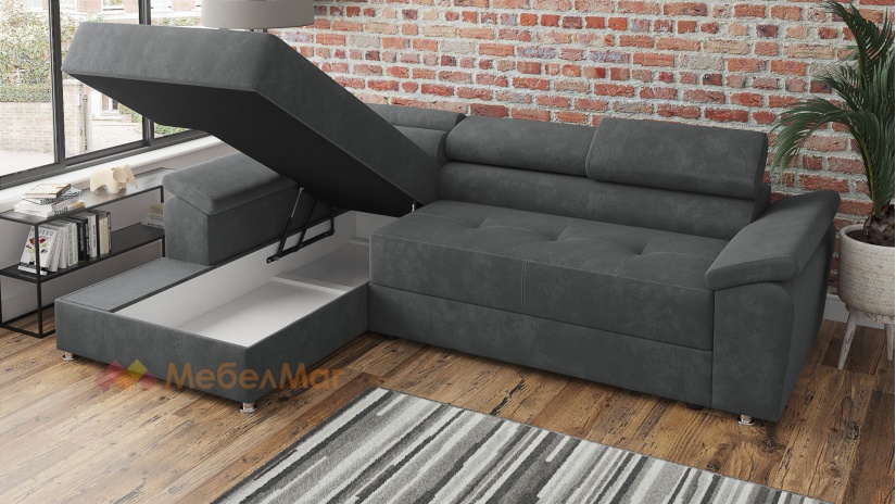 Ъглов диван Равена с посока сив - изглед 3 - МебелМаг Ъглов диван Равена с посока сив - изглед 3