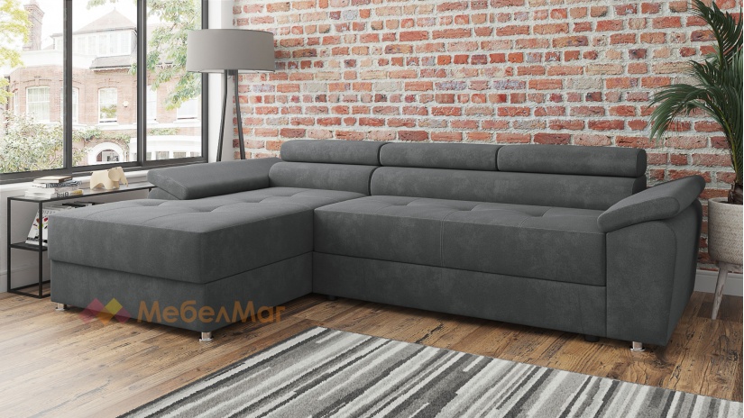 Ъглов диван Равена с посока сив - изглед 1 - МебелМаг Ъглов диван Равена с посока сив - изглед 1