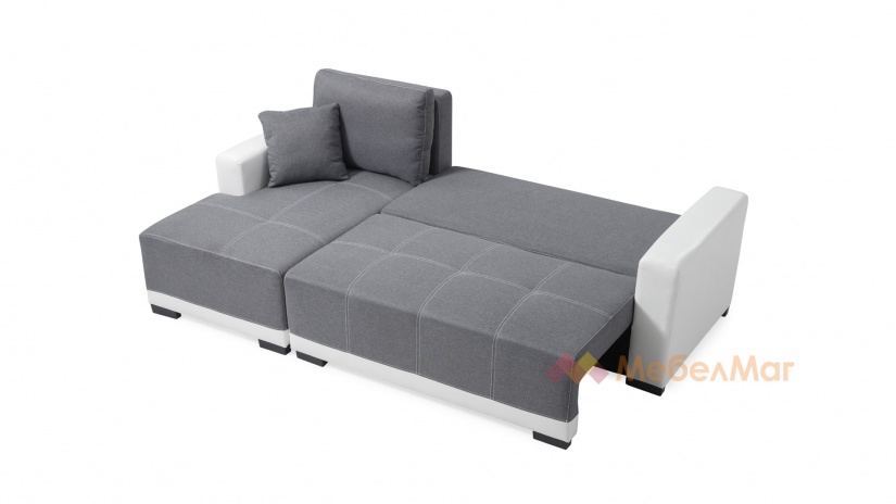 Ъглов диван Дъглас с посока сив с бяла кожа - изглед 5 - МебелМаг Ъглов диван Дъглас с посока сив с бяла кожа - изглед 5