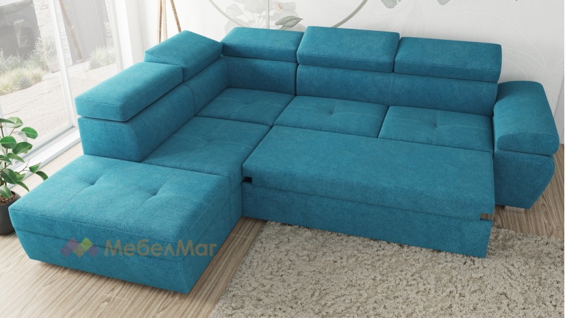 Ъглов диван Пунто с посока син - изглед 4 - МебелМаг Ъглов диван Пунто с посока син - изглед 4