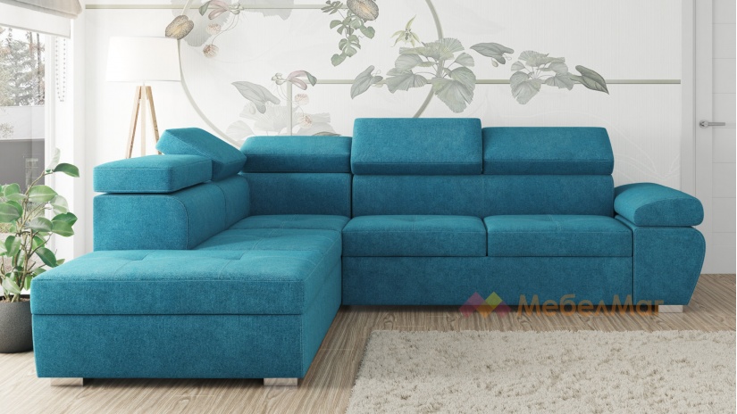 Ъглов диван Пунто с посока син - изглед 2 - МебелМаг Ъглов диван Пунто с посока син - изглед 2