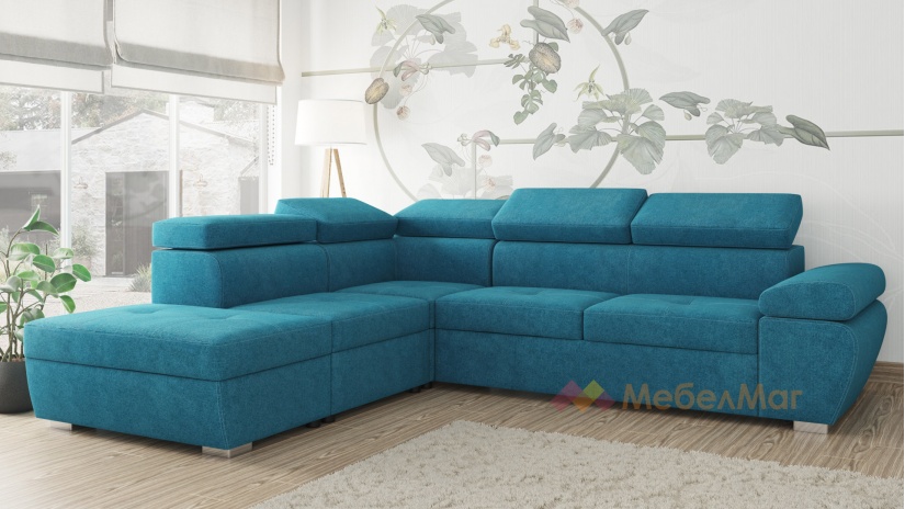 Ъглов диван Пунто с посока син - изглед 1 - МебелМаг Ъглов диван Пунто с посока син - изглед 1