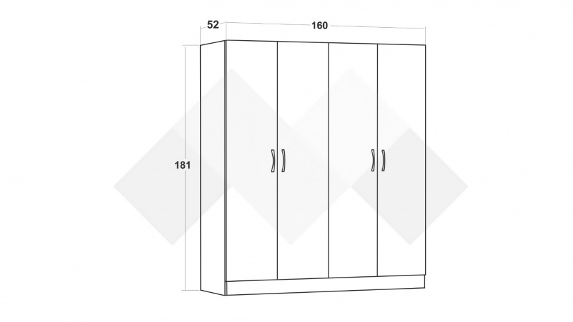 Гардероб Галати четирикрилни дъб вотан светъл с антрацит - изглед 3 - МебелМаг Гардероб Галати четирикрилни дъб вотан светъл с антрацит - изглед 3