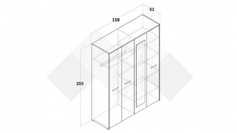 Гардероб Вангард четирикрилни артизан с бяло - изглед 3