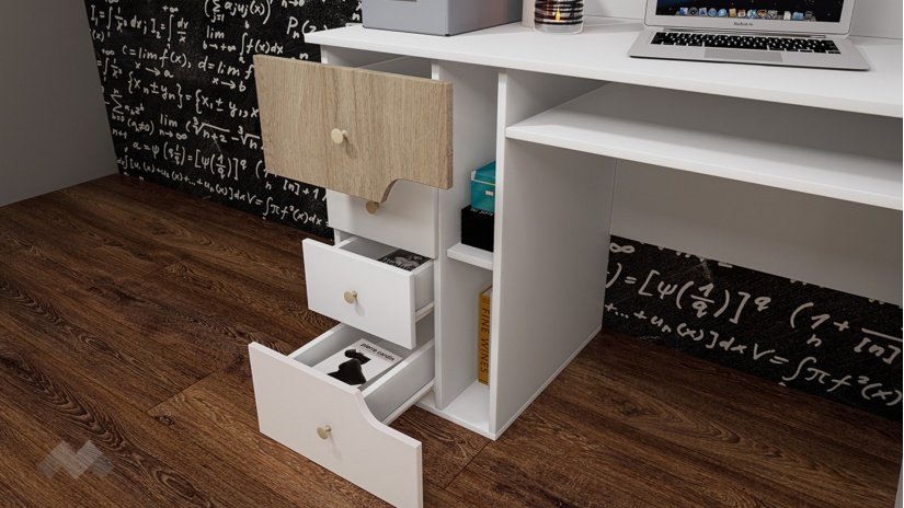 Детски спален комплект Роуз с включен матрак Бонел 90/200 бяло гладко, златно розово и сонома - изглед 10 - МебелМаг Детски спален комплект Роуз с включен матрак Бонел 90/200 бяло гладко, златно розово и сонома - изглед 10