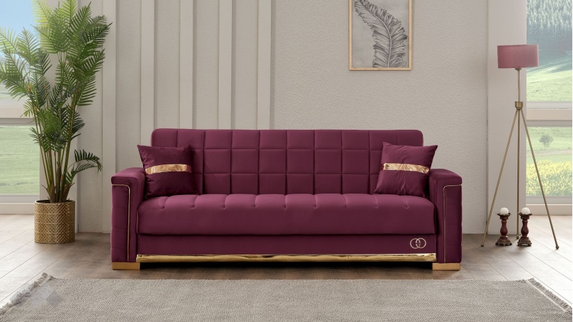 Диван Агра триместни бордо - изглед 2