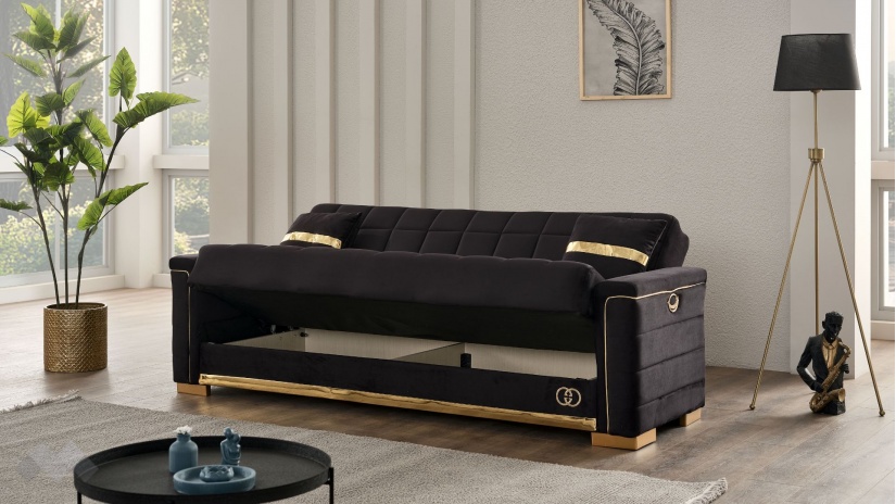 Диван Агра триместни черен - изглед 3